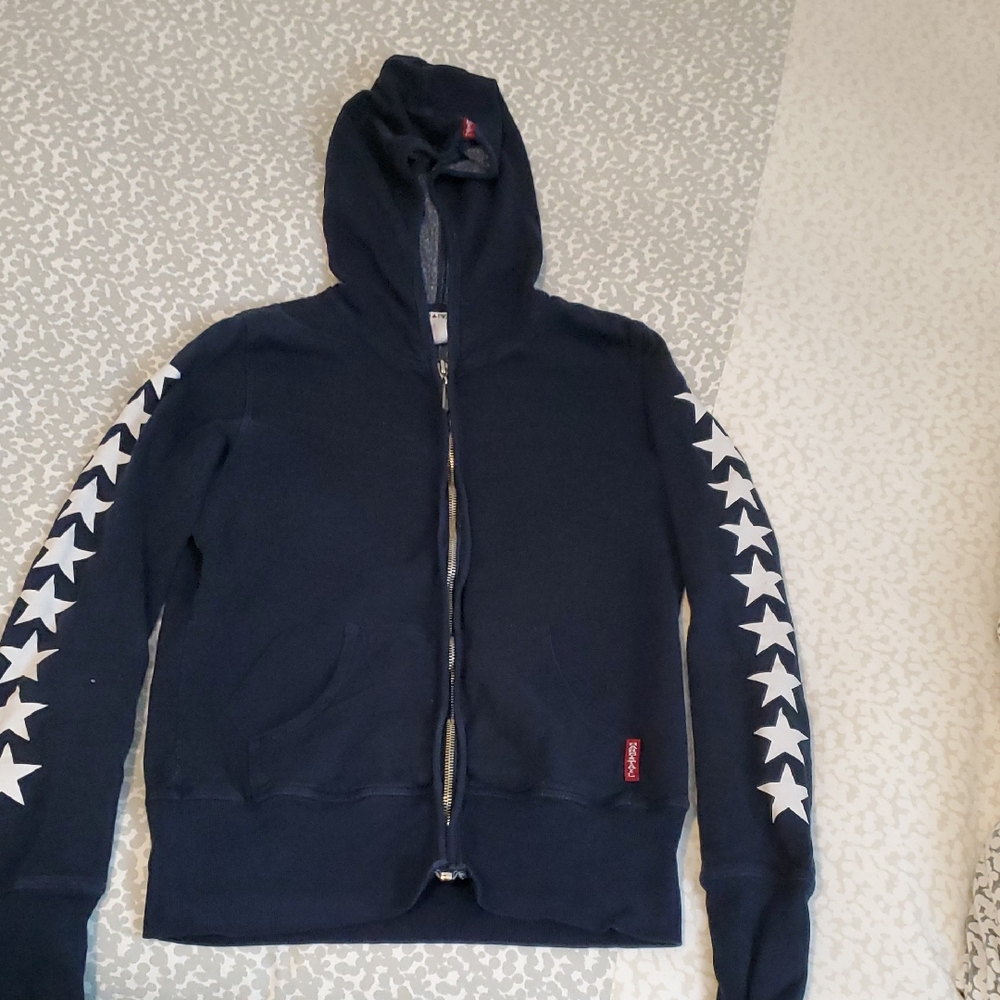 Hard Tail Blue and White Sweater with Sporty Stripes